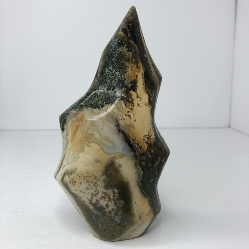 Ocean Jasper Old Stock OJ Orbs Madagascar Carved Flame Crystal